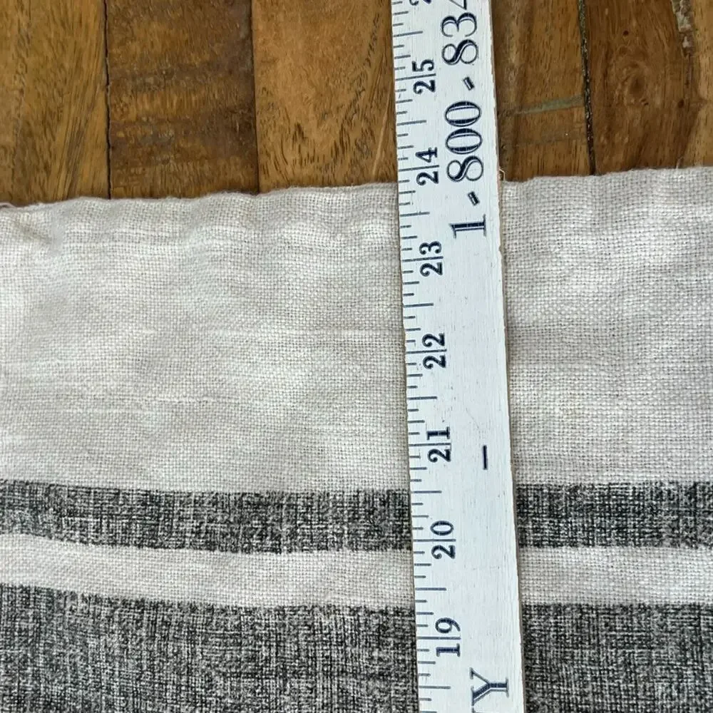 Arhaus 2 Pillow Shams Gray & White Striped 100% Linen 14